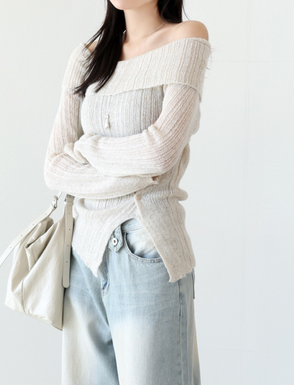 Goji Off-Shoulder Knit/ 골지01