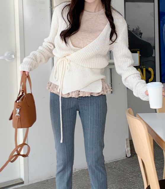 Ribbed Wrap Cardigan/ 알파카01