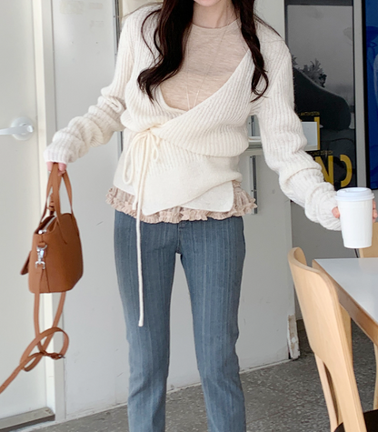 Ribbed Wrap Cardigan/ 알파카01
