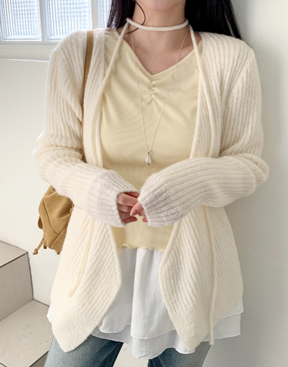 Ribbed Wrap Cardigan/ 알파카01