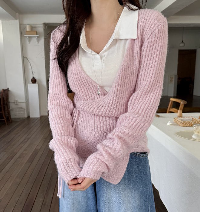 Ribbed Wrap Cardigan/ 알파카01