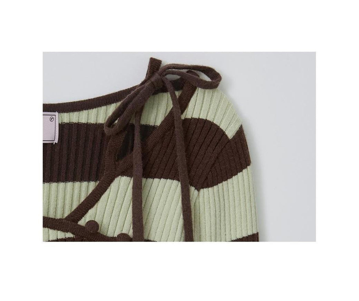 rolarola - CUT OUT RIBBON BOARDER KNIT