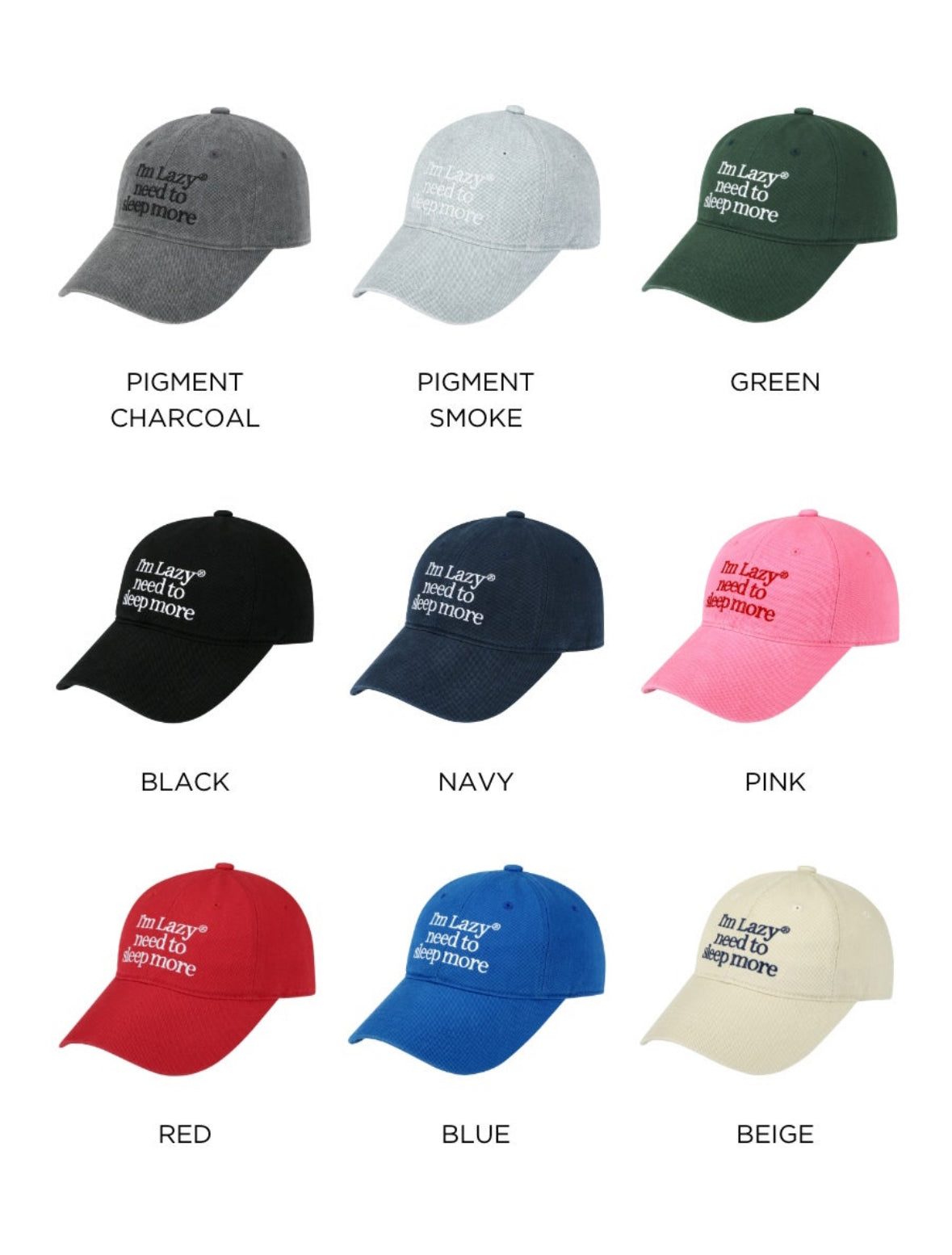 ［Karina同款］Sleep More Washing 棒球帽9色