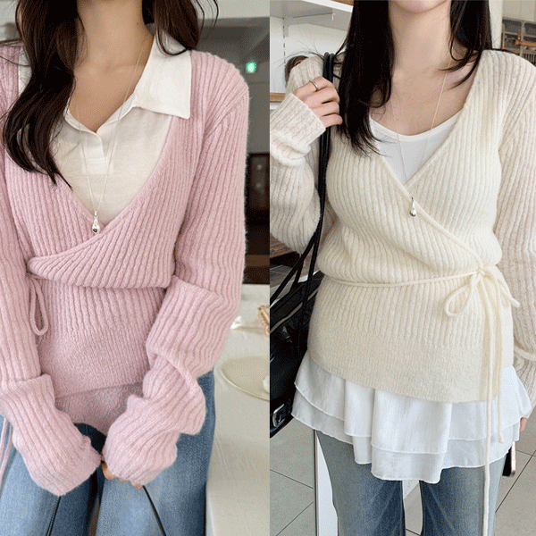 Ribbed Wrap Cardigan/ 알파카01
